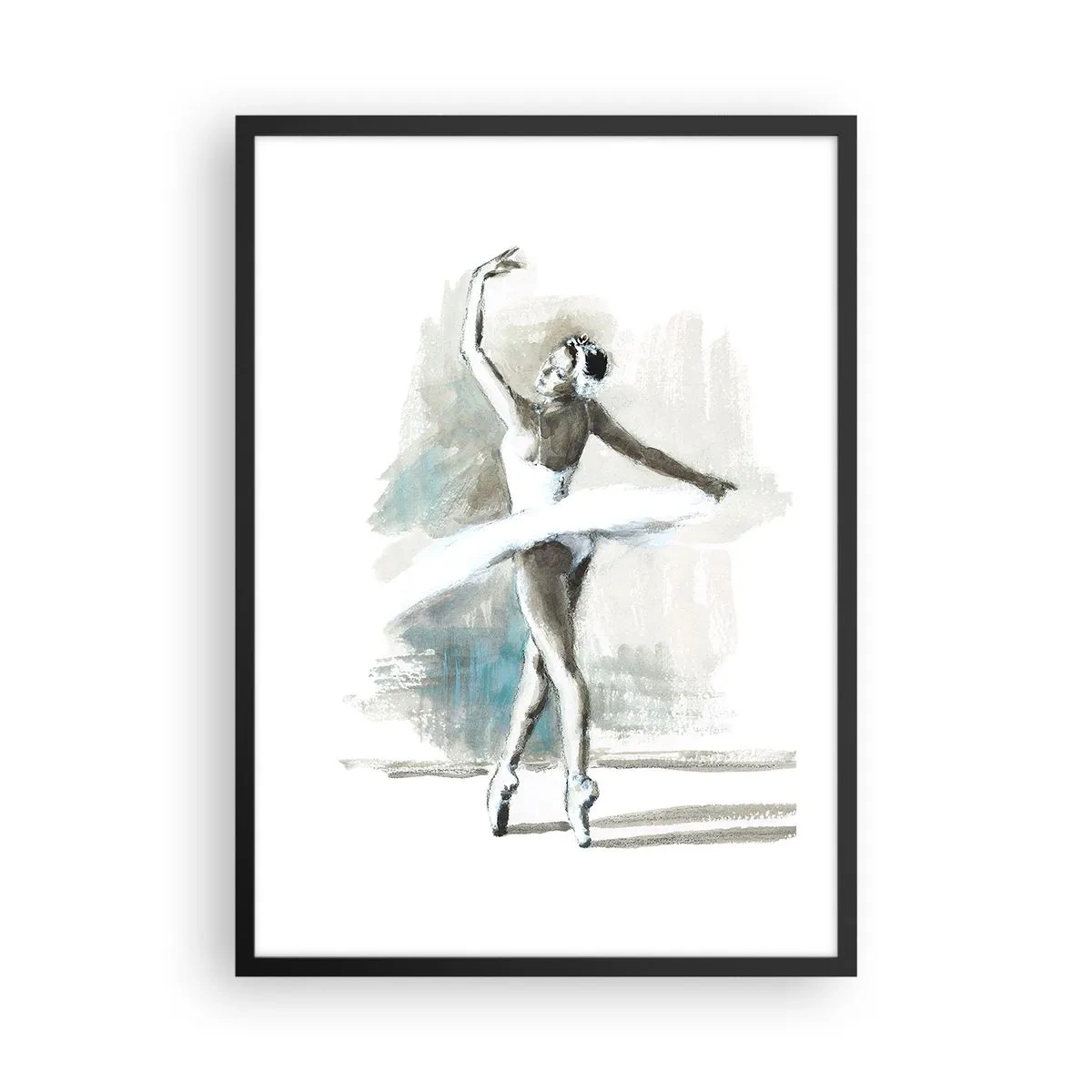 Affiche dans un cadre noir - Poster - Une danseuse de ballet en robe blanche se produisant - 50x70cm - Enchantement du cygne - Décoration murale moderne pour le salon et la chambre ARTTOR