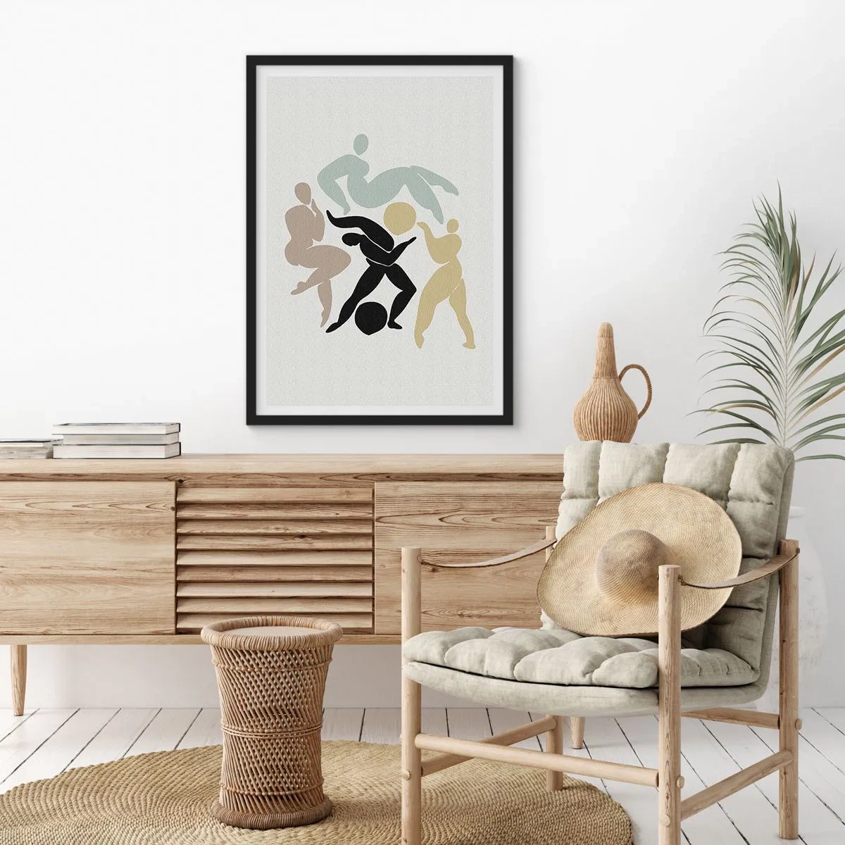 Affiche dans un cadre noir - Poster - Silhouettes abstraites de personnages en mouvement dynamique - 50x70cm - Faire de l'exercice pour la santé et la beauté - Décoration murale moderne pour le salon et la chambre ARTTOR