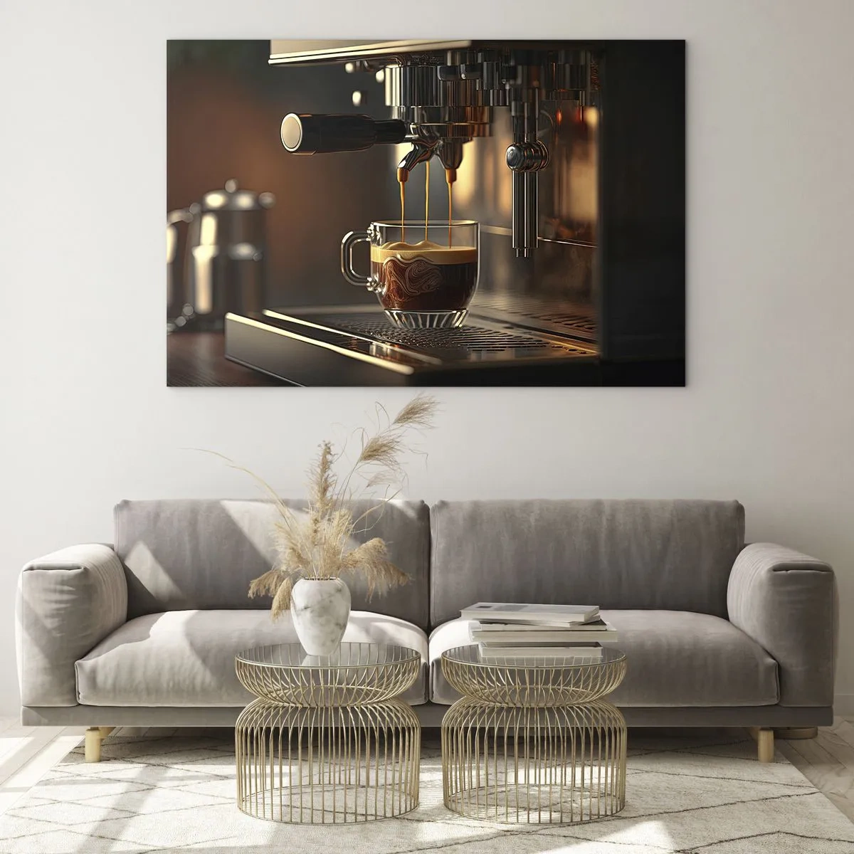 Impression sur verre - Image sur verre - Café expresso dans un verre avec de la mousse - 70x50cm - Un mélange sensuel - Décoration murale moderne pour le salon et la chambre ARTTOR