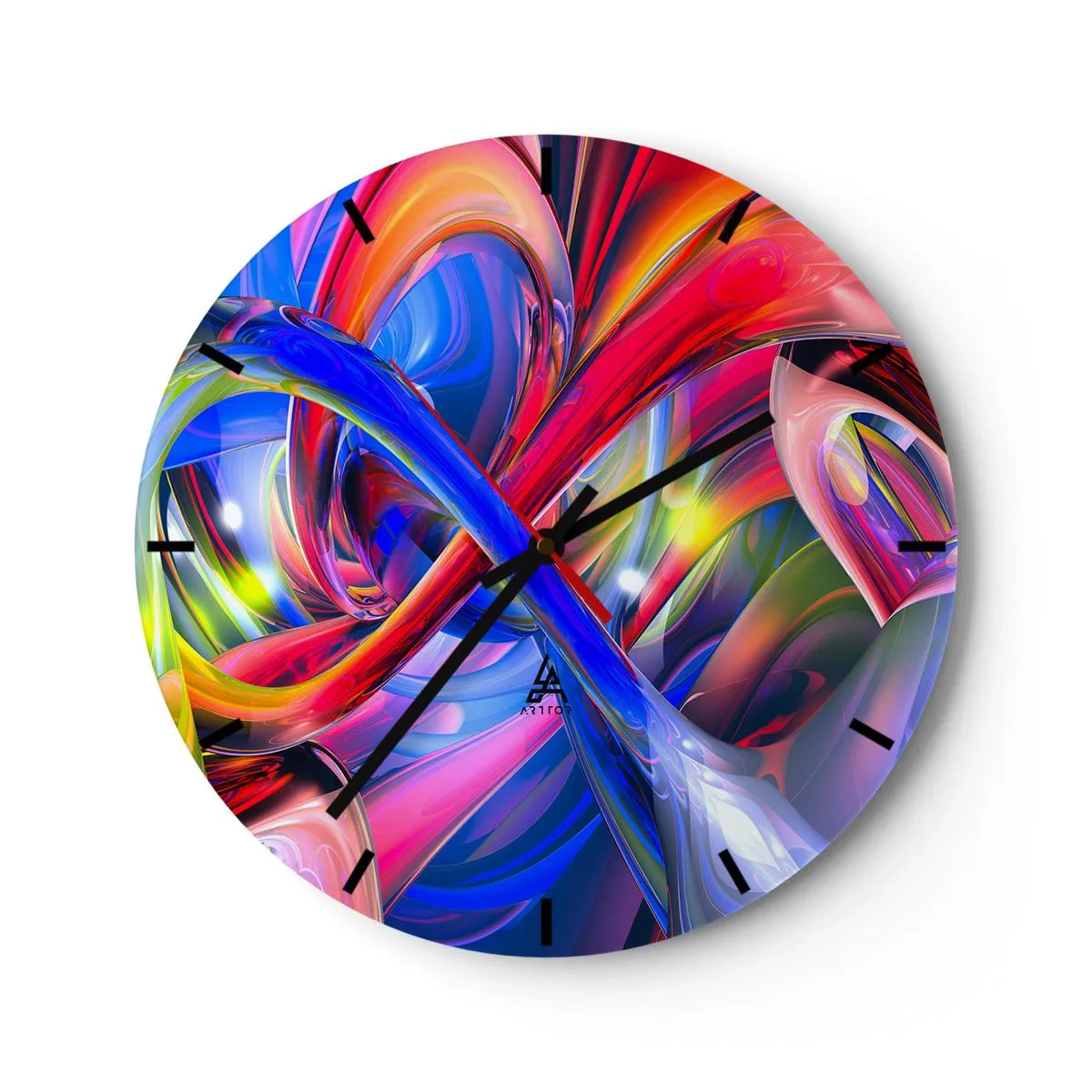 Horloge murale - Pendule murale - Une composition abstraite aux couleurs vives et intenses. - 30x30cm - La danse des nuances - Décoration murale moderne pour le salon, la cuisine et la chambre ARTTOR