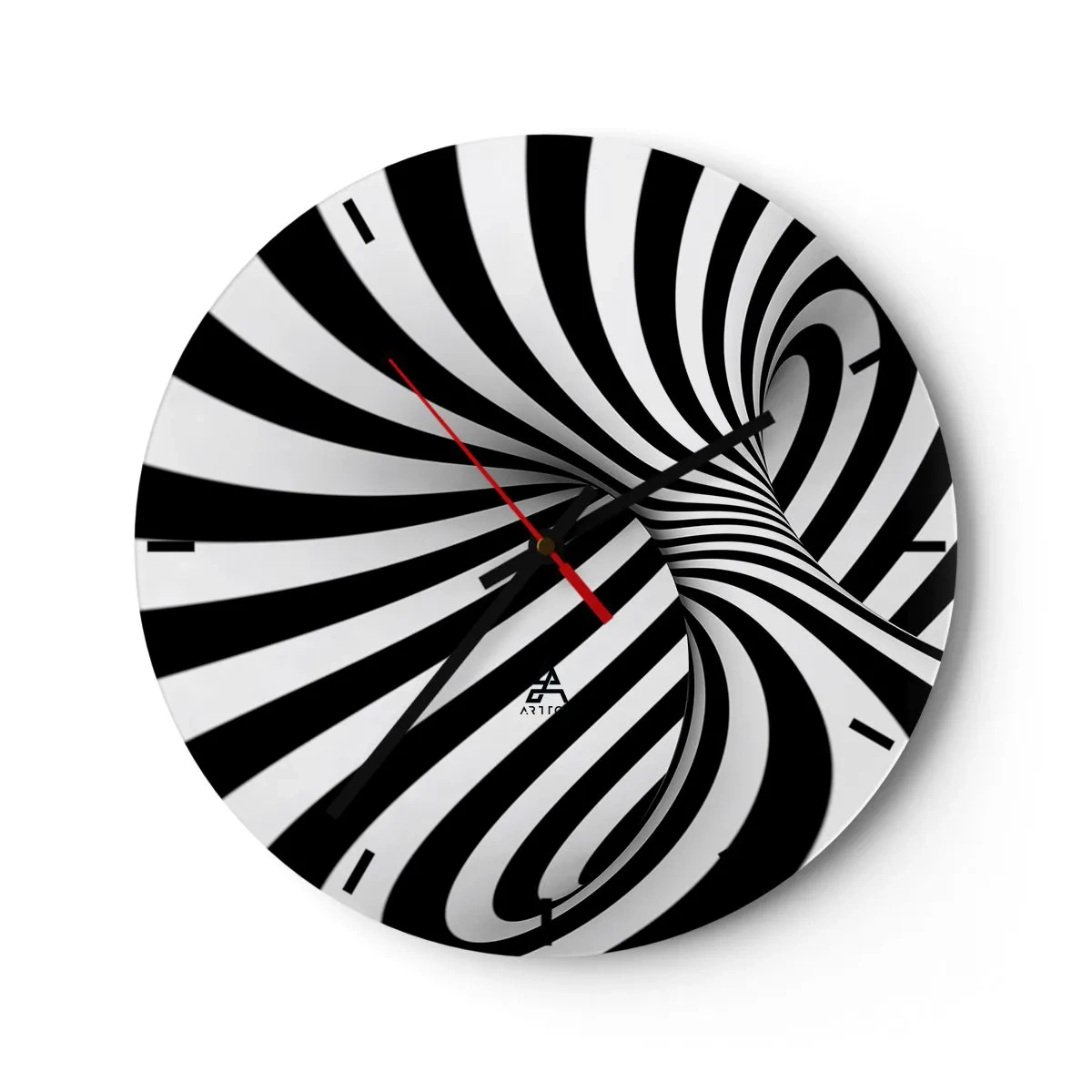 Horloge murale - Pendule murale - Tunnel optique abstrait noir et blanc - 30x30cm - Composition : espace de danse - Décoration murale moderne pour le salon, la cuisine et la chambre ARTTOR