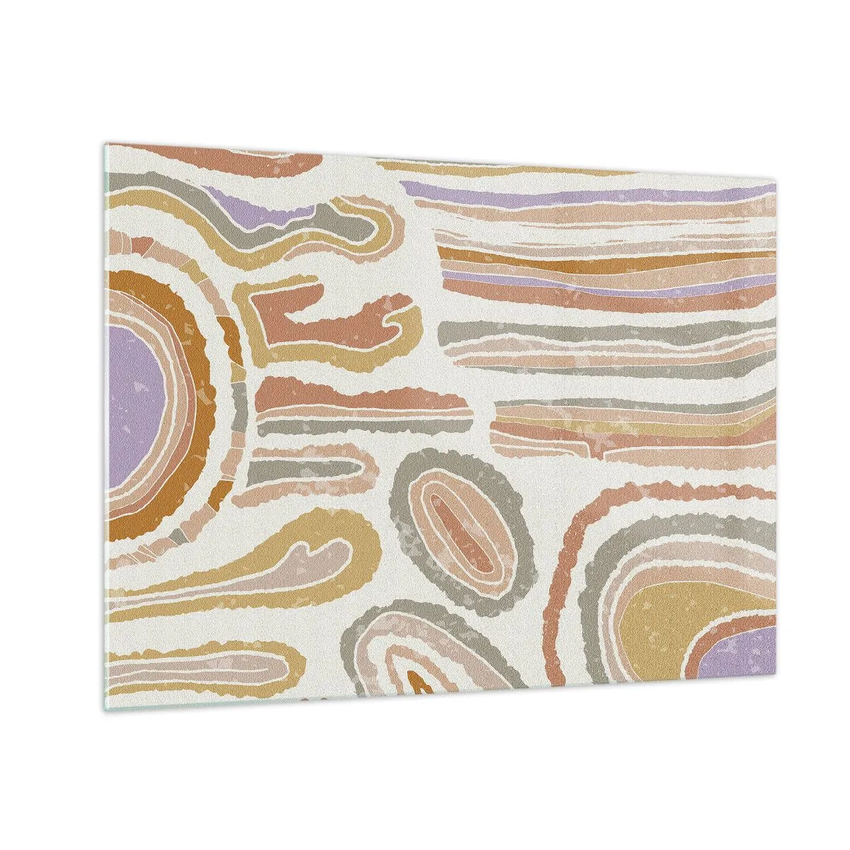 Impression sur verre - Image sur verre - Formes abstraites colorées ressemblant à des coupes minérales - 70x50cm - Coupes transversales colorées - Décoration murale moderne pour le salon et la chambre ARTTOR