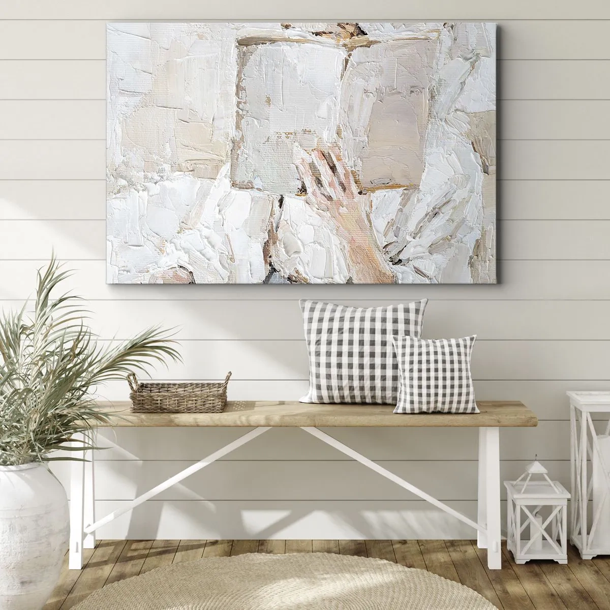 Impression sur toile - Image sur toile - Une peinture impressionniste d'une main tenant un livre ouvert. - 70x50cm - Dans un autre monde - Décoration murale moderne pour le salon et la chambre ARTTOR