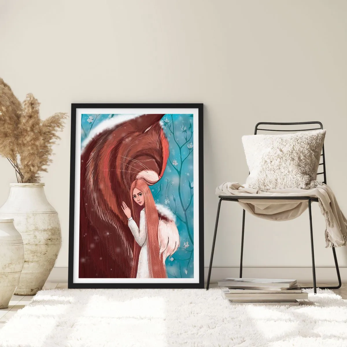 Affiche dans un cadre noir - Poster - Une présence ressentie - 50x70cm - Bienvenue dans le conte de fées - Décoration murale moderne pour le salon et la chambre ARTTOR