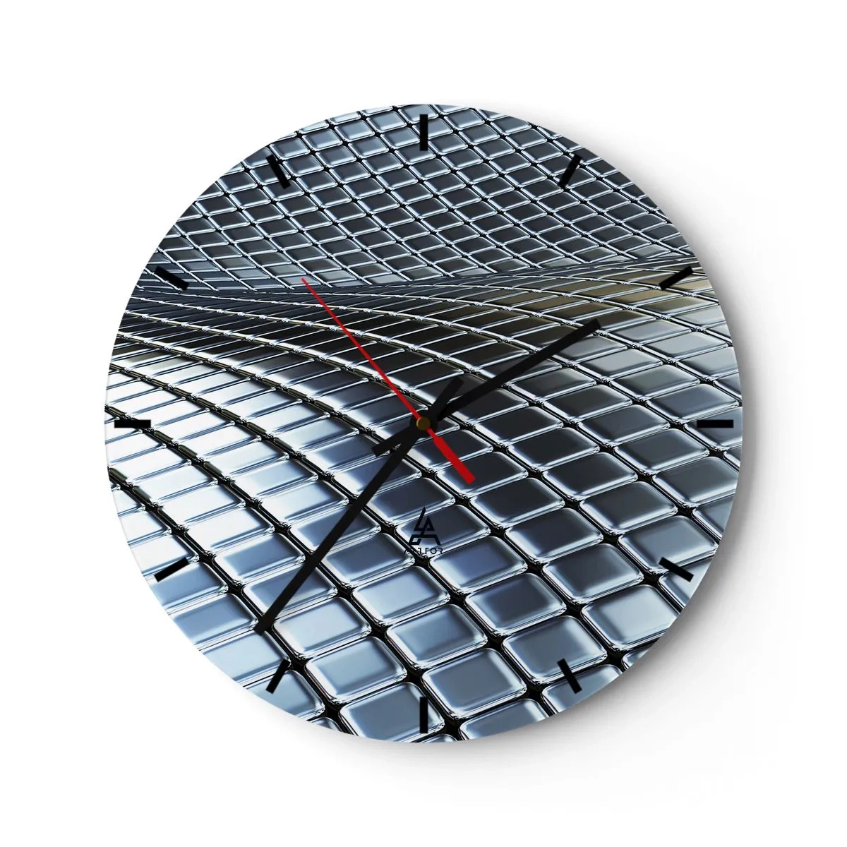 Horloge murale - Pendule murale - Surface futuriste composée de panneaux métalliques de teinte argentée - 30x30cm - Vague argent métallique - Décoration murale moderne pour le salon, la cuisine et la chambre ARTTOR