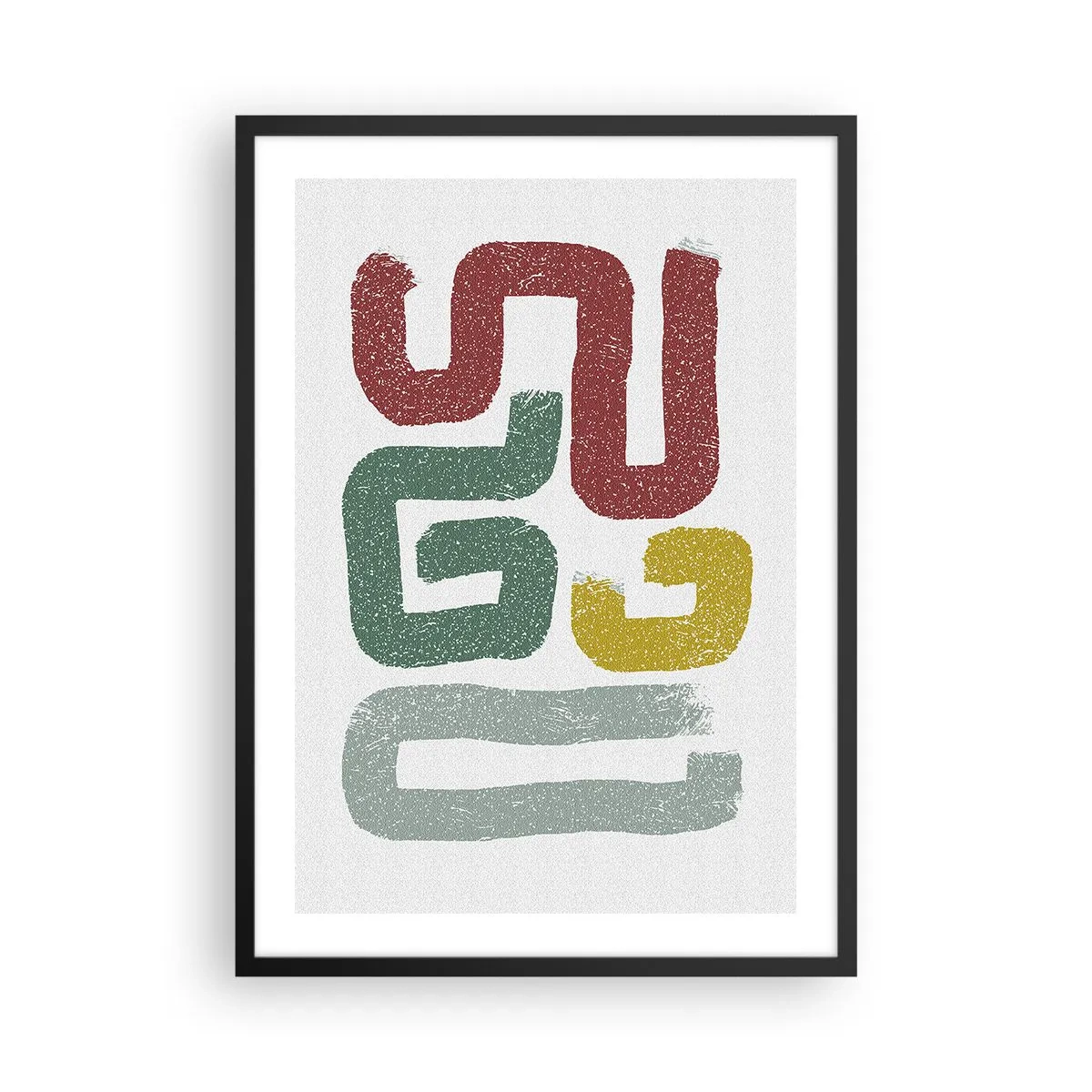 Affiche dans un cadre noir - Poster - Formes abstraites dans des tons terreux sur un fond clair - 50x70cm - Dans une langue inconnue - Décoration murale moderne pour le salon et la chambre ARTTOR