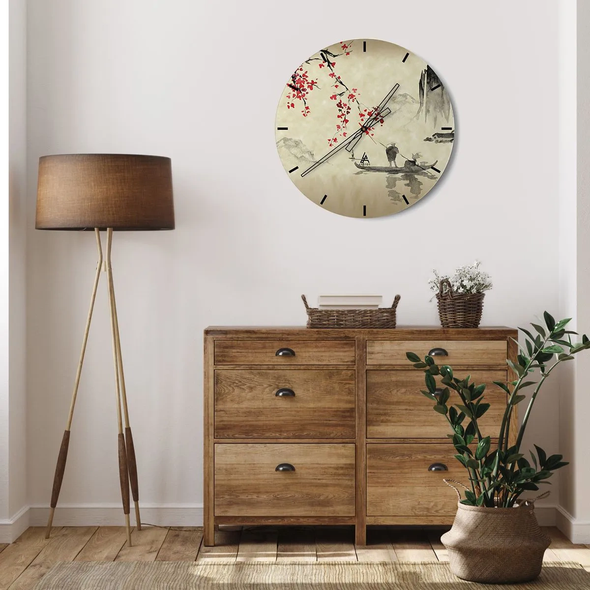 Horloge murale - Pendule murale - Gros plan d'une fleur rose foncé aux pétales multicouches - 30x30cm - Au pays des cerisiers en fleurs - Décoration murale moderne pour le salon, la cuisine et la chambre ARTTOR