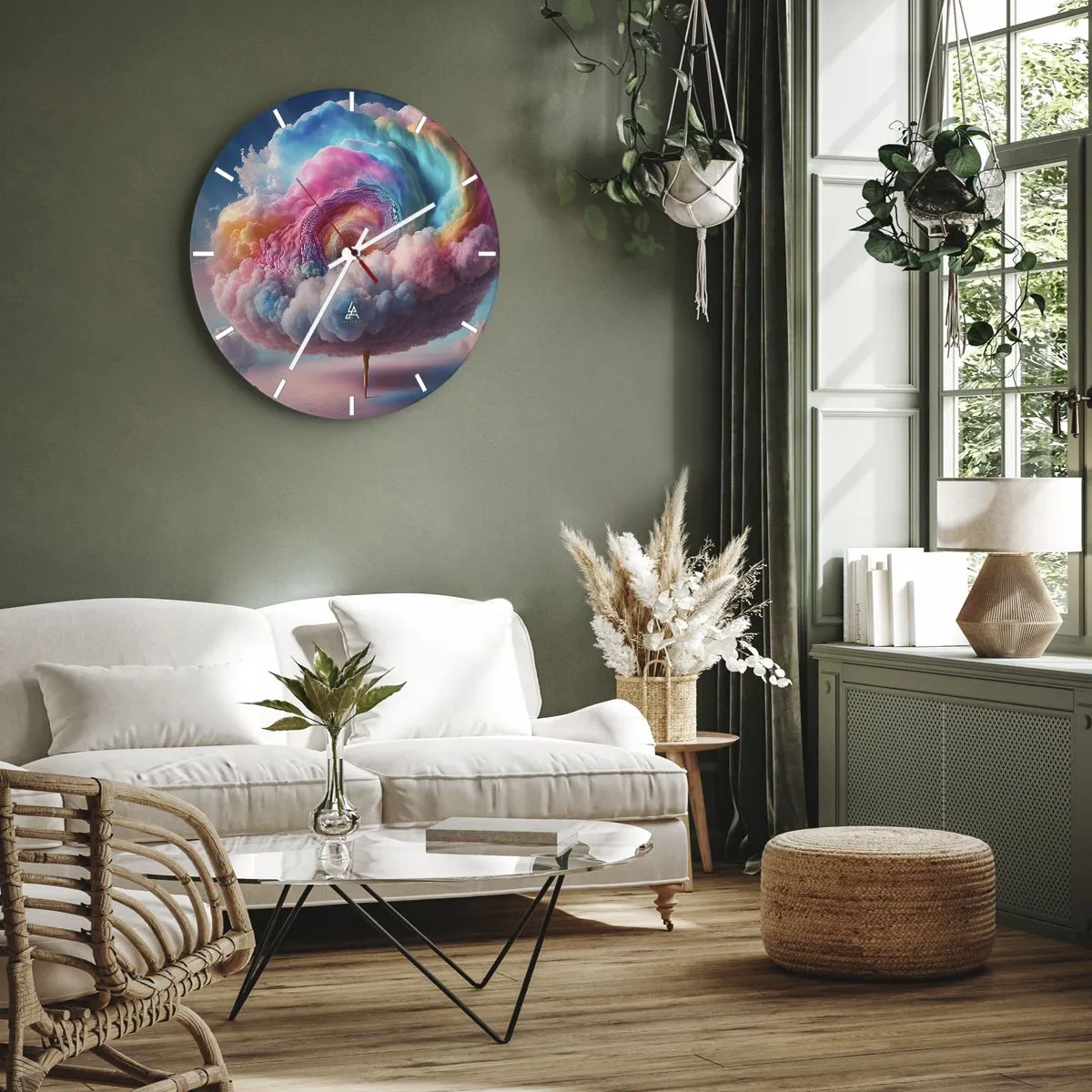 Horloge murale - Pendule murale - Un arbre à nuages fantastique aux couleurs pastel - 30x30cm - Le rêve d'un parc d'attractions - Décoration murale moderne pour le salon, la cuisine et la chambre ARTTOR