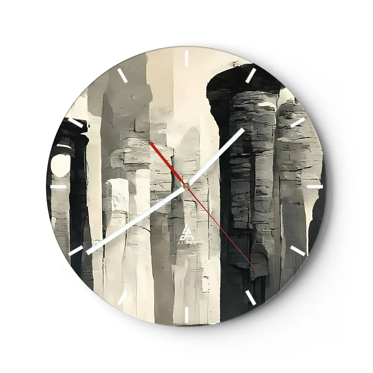 Horloge murale - Pendule murale - Colonnes monumentales aux tons beiges et gris picturaux - 30x30cm - La majesté de l'Antiquité - Décoration murale moderne pour le salon, la cuisine et la chambre ARTTOR