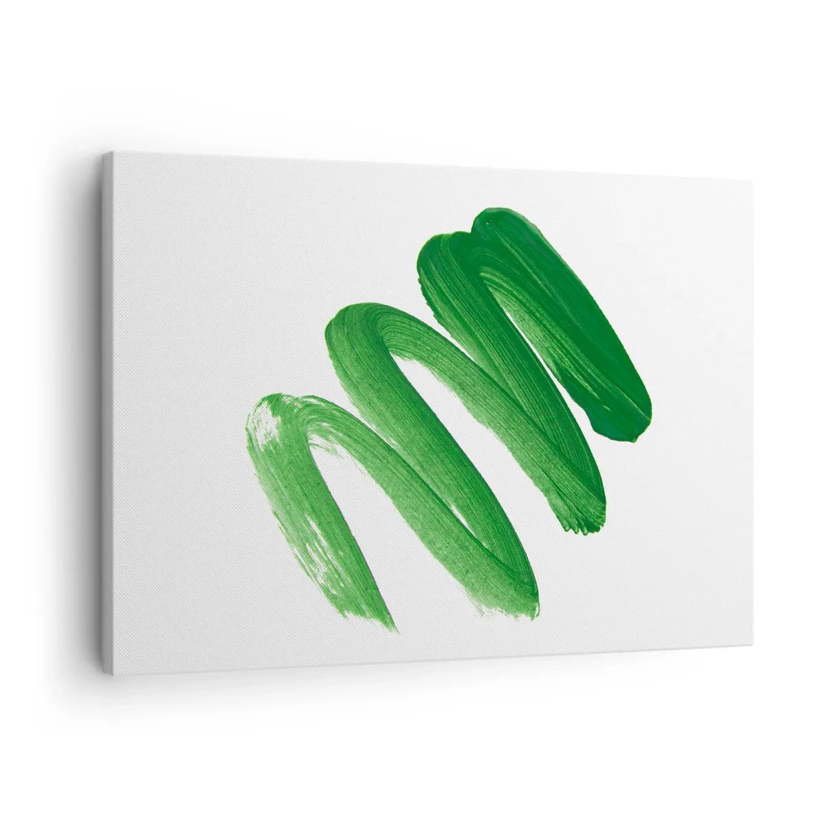 Impression sur toile - Image sur toile - Coup de pinceau abstrait vert sur fond blanc - 70x50cm - Blague verte - Décoration murale moderne pour le salon et la chambre ARTTOR