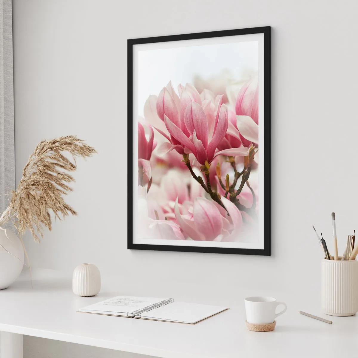Affiche dans un cadre noir - Poster - Fleurs de printemps - 50x70cm - Fleurs de printemps - Décoration murale moderne pour le salon et la chambre ARTTOR