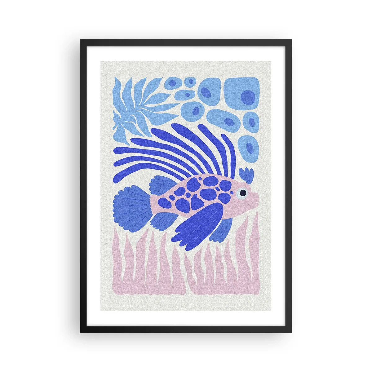 Affiche dans un cadre noir - Poster - Poisson exotique stylisé dans un décor sous-marin - 50x70cm - Dans son élément - Décoration murale moderne pour le salon et la chambre ARTTOR