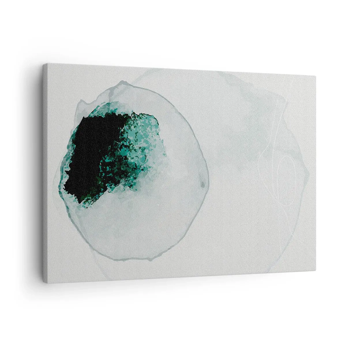 Impression sur toile - Image sur toile - Goutte d'eau abstraite avec des nuances de vert et de noir - 70x50cm - Dans une goutte d'eau - Décoration murale moderne pour le salon et la chambre ARTTOR