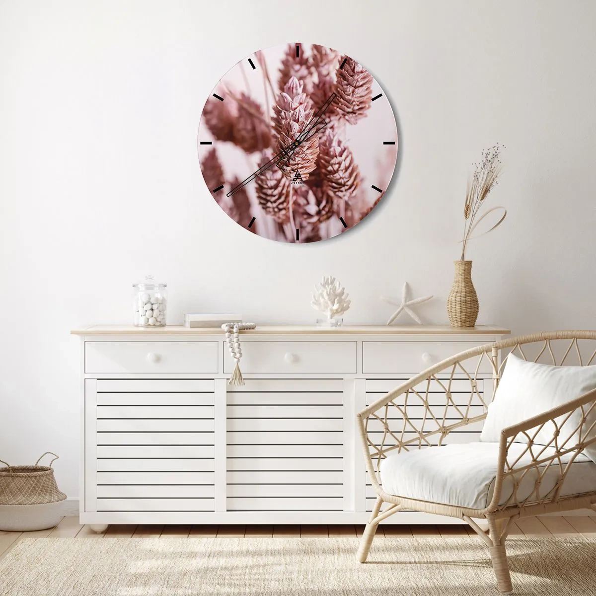 Horloge murale - Pendule murale - Gros plan sur des pointes rose pastel - 30x30cm - Apparemment discret - Décoration murale moderne pour le salon, la cuisine et la chambre ARTTOR