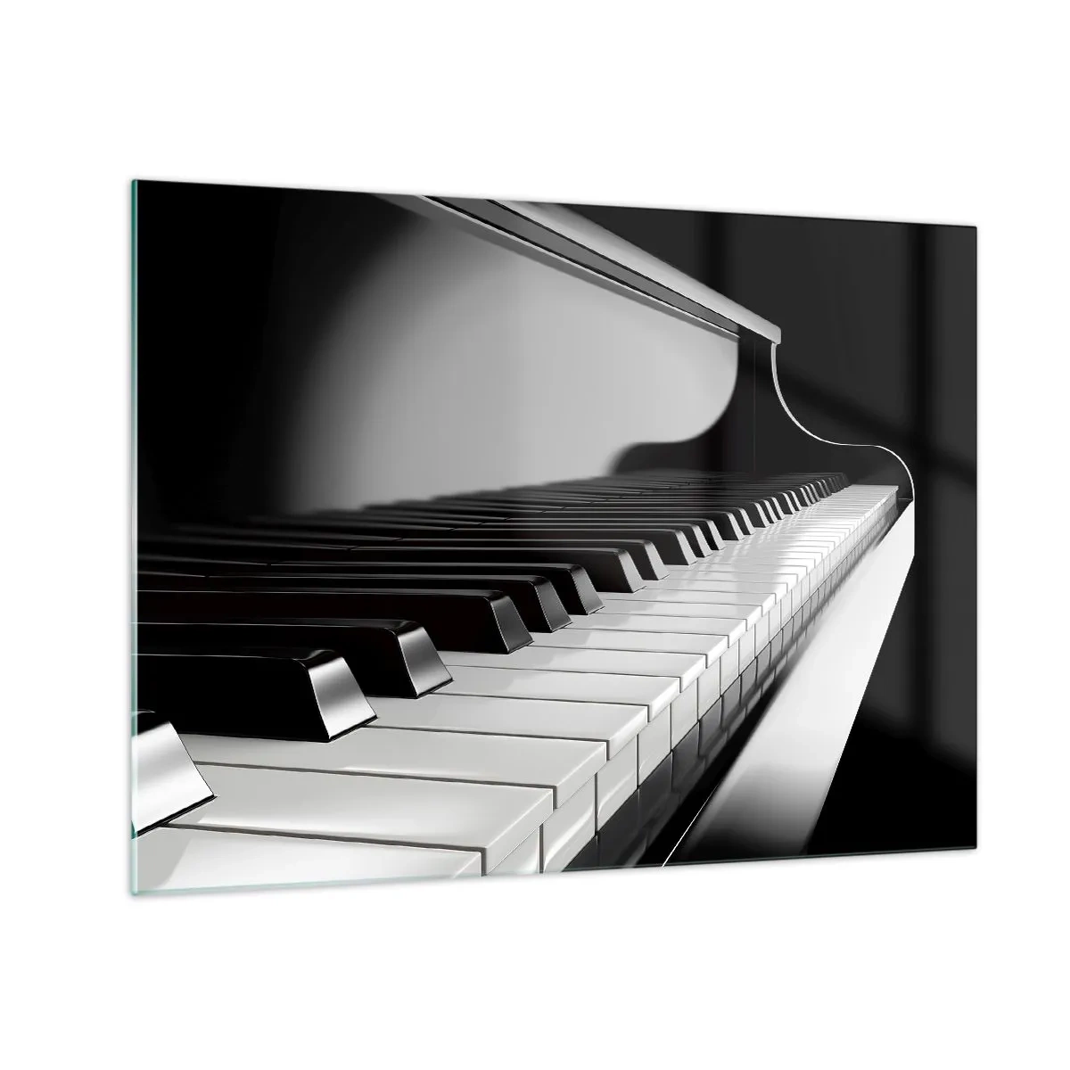 Impression sur verre - Image sur verre - Clavier de piano noir et blanc en perspective - 70x50cm - Harmonie des formes et des couleurs - Décoration murale moderne pour le salon et la chambre ARTTOR