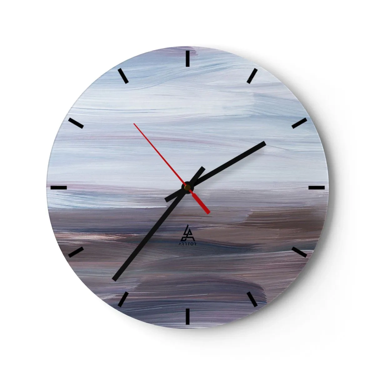 Horloge murale - Pendule murale - Une composition abstraite de coups de pinceau dans des tons de bleu. - 30x30cm - Éléments : eau - Décoration murale moderne pour le salon, la cuisine et la chambre ARTTOR