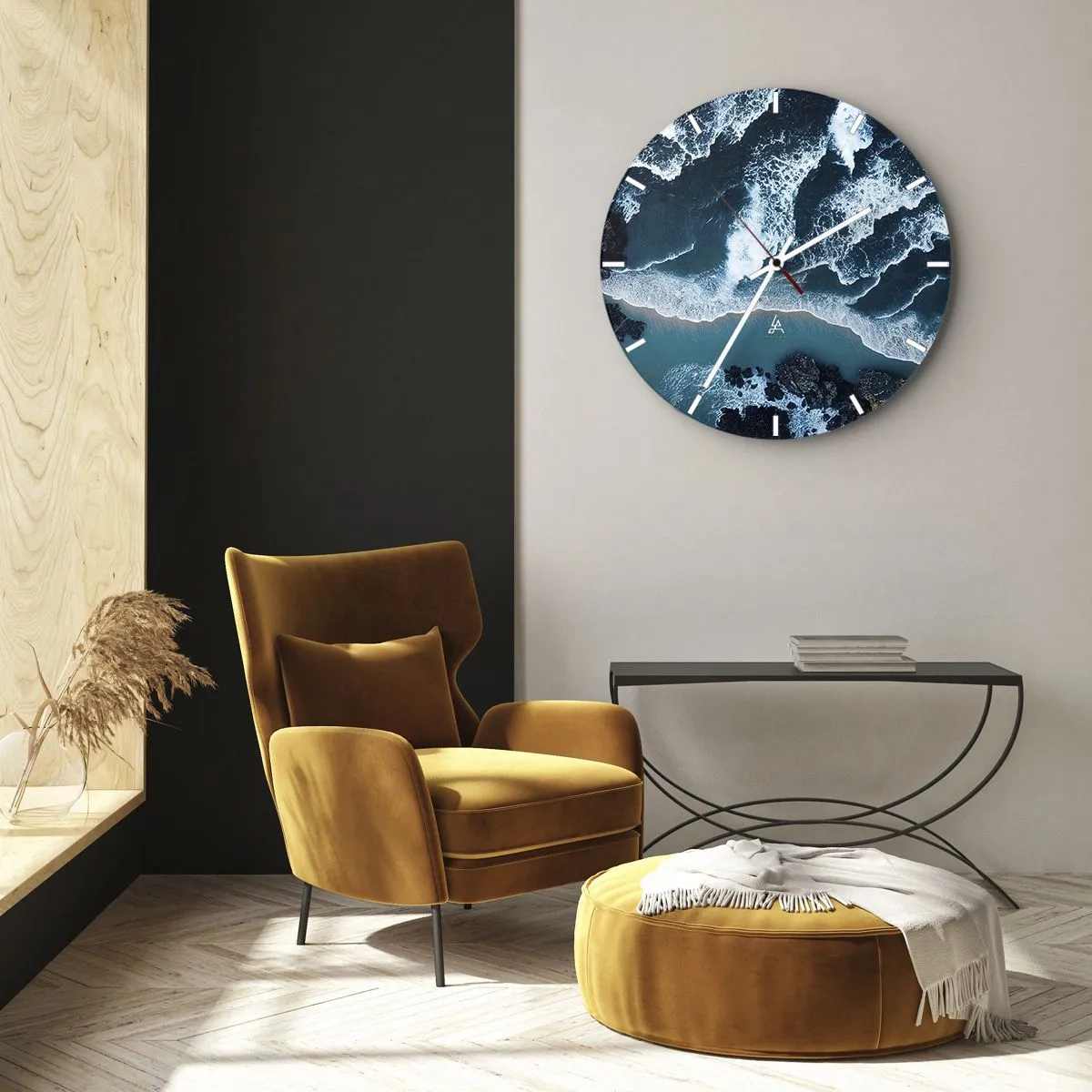 Horloge murale - Pendule murale - Des vagues s'écrasant sur le rivage vues à vol d'oiseau - 30x30cm - Enveloppé par les vagues - Décoration murale moderne pour le salon, la cuisine et la chambre ARTTOR