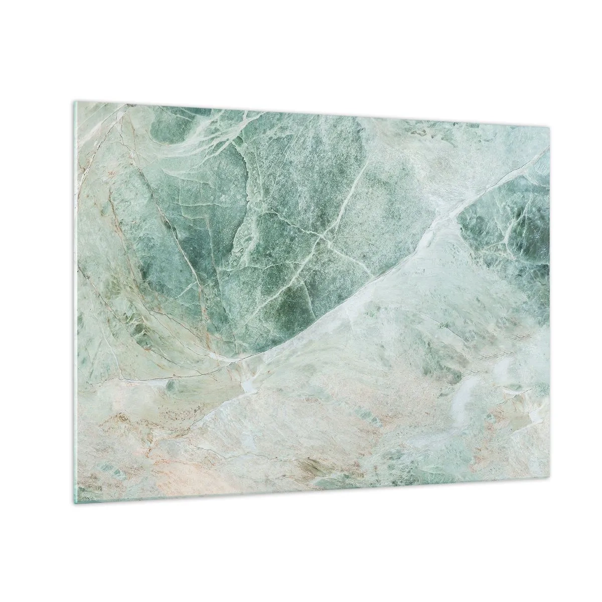 Impression sur verre - Image sur verre - Texture vert-beige ressemblant à de la pierre naturelle - 70x50cm - La noble froideur de la pierre - Décoration murale moderne pour le salon et la chambre ARTTOR
