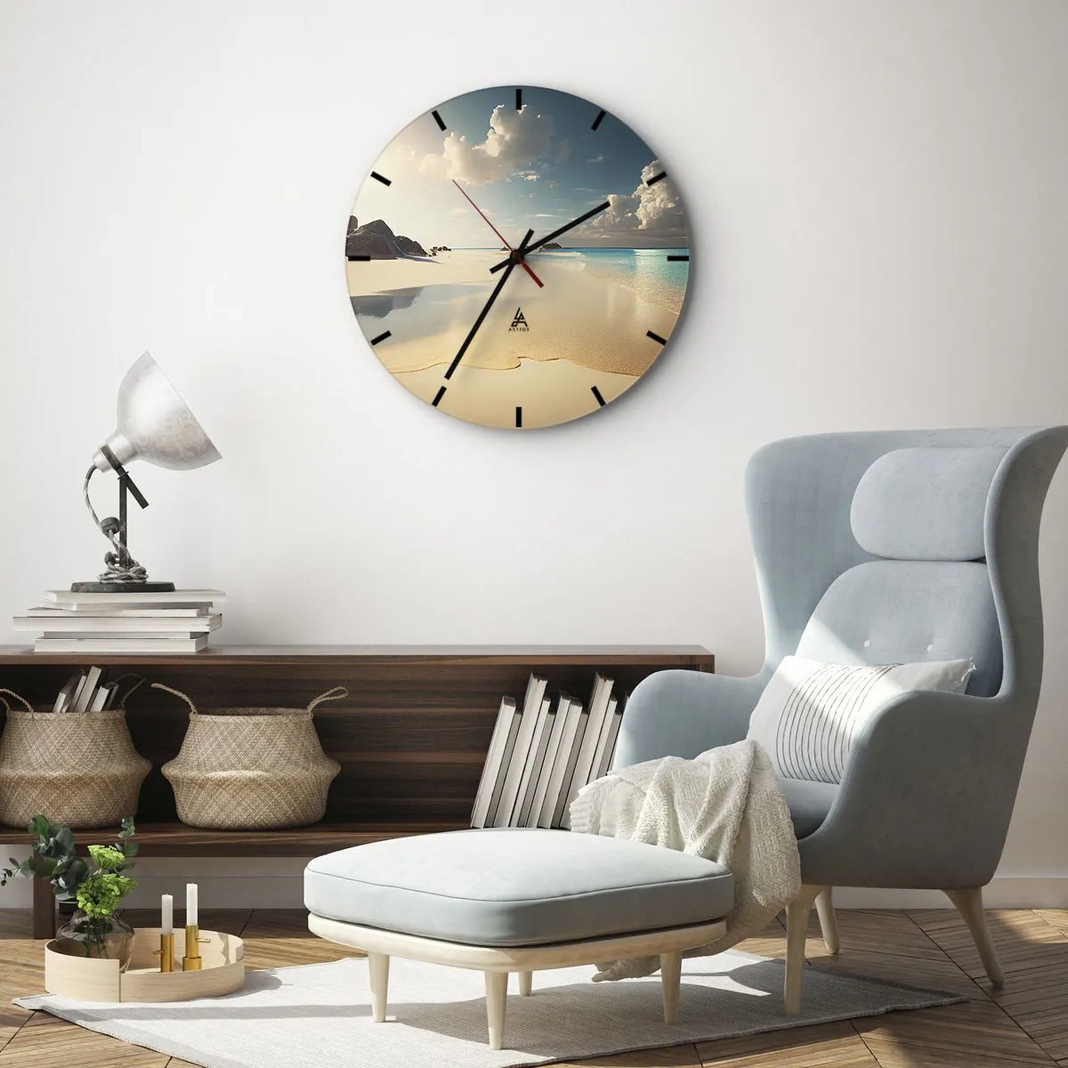 Horloge murale - Pendule murale - Plage tropicale avec sable blanc et eau turquoise - 30x30cm - Une journée de rêve - Décoration murale moderne pour le salon, la cuisine et la chambre ARTTOR