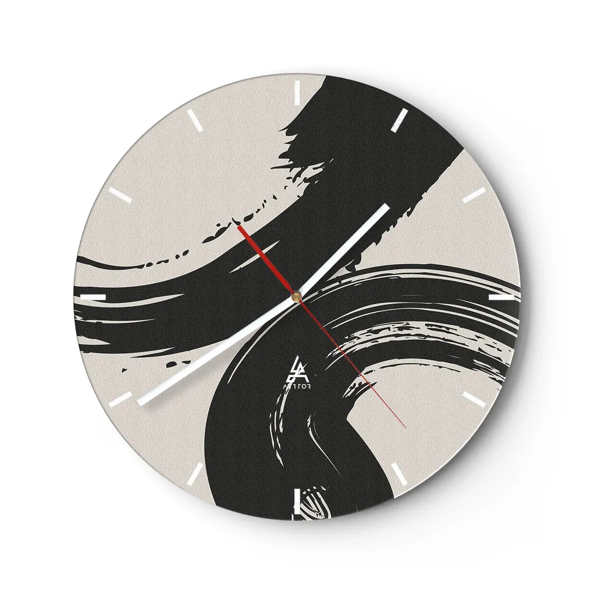 Horloge murale - Pendule murale - Traits noirs sur fond clair - 30x30cm - Balayage circulaire - Décoration murale moderne pour le salon, la cuisine et la chambre ARTTOR
