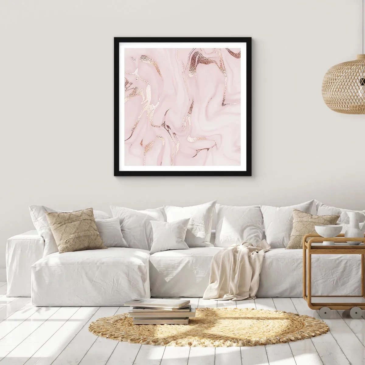 Affiche dans un cadre noir - Poster - Dans un châle rose - 30x30 cm