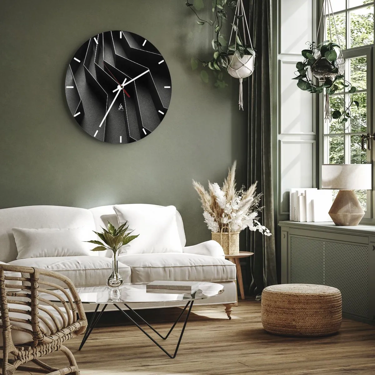 Horloge murale - Pendule murale - Structure en noir et blanc avec un effet de lumière spatiale - 30x30cm - Ordre spatial - Décoration murale moderne pour le salon, la cuisine et la chambre ARTTOR