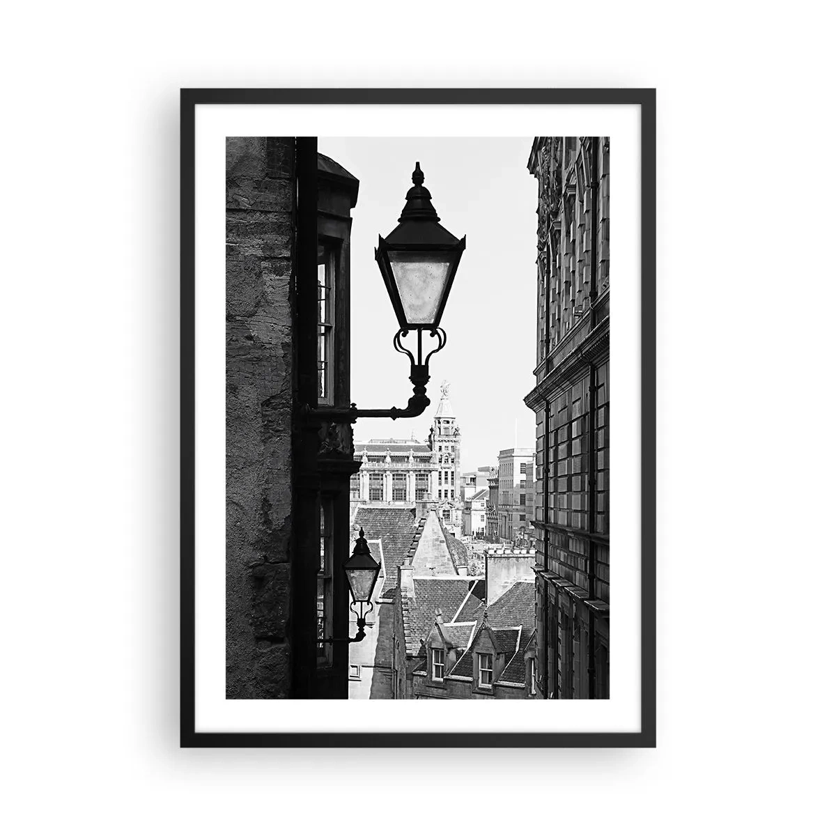 Affiche dans un cadre noir - Poster - Le charme des ruelles étroites - 50x70cm - L'histoire d'Édimbourg - Décoration murale moderne pour le salon et la chambre ARTTOR