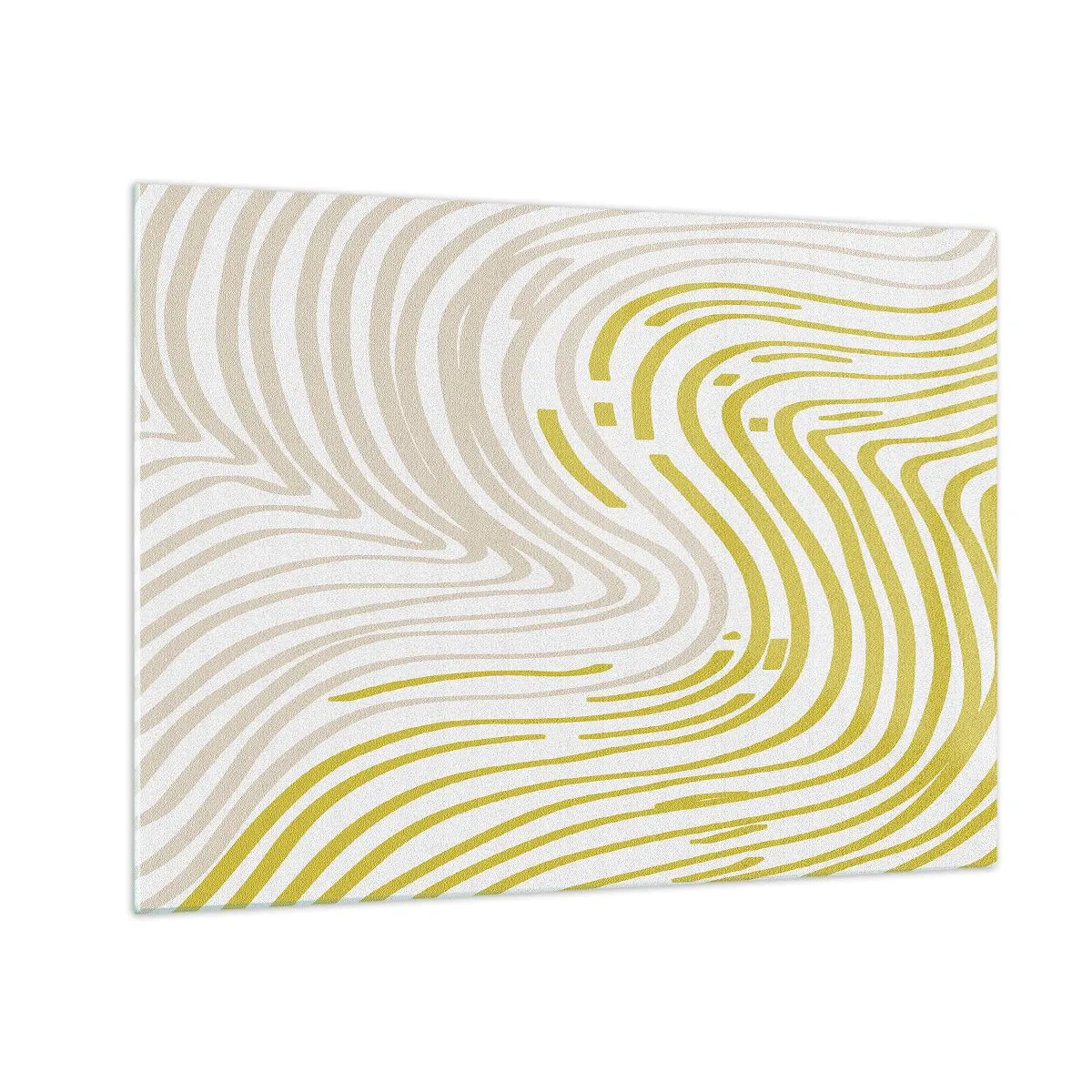 Impression sur verre - Image sur verre - Lignes organiques dans les tons beige et citron vert sur fond blanc - 70x50cm - Une composition au léger virage - Décoration murale moderne pour le salon et la chambre ARTTOR