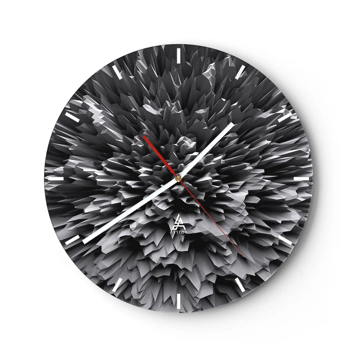 Horloge murale - Pendule murale - Composition 3D abstraite en noir et blanc sous la forme d'une explosion - 30x30cm - Ça ne peut pas être plus dur que ça - Décoration murale moderne pour le salon, la cuisine et la chambre ARTTOR