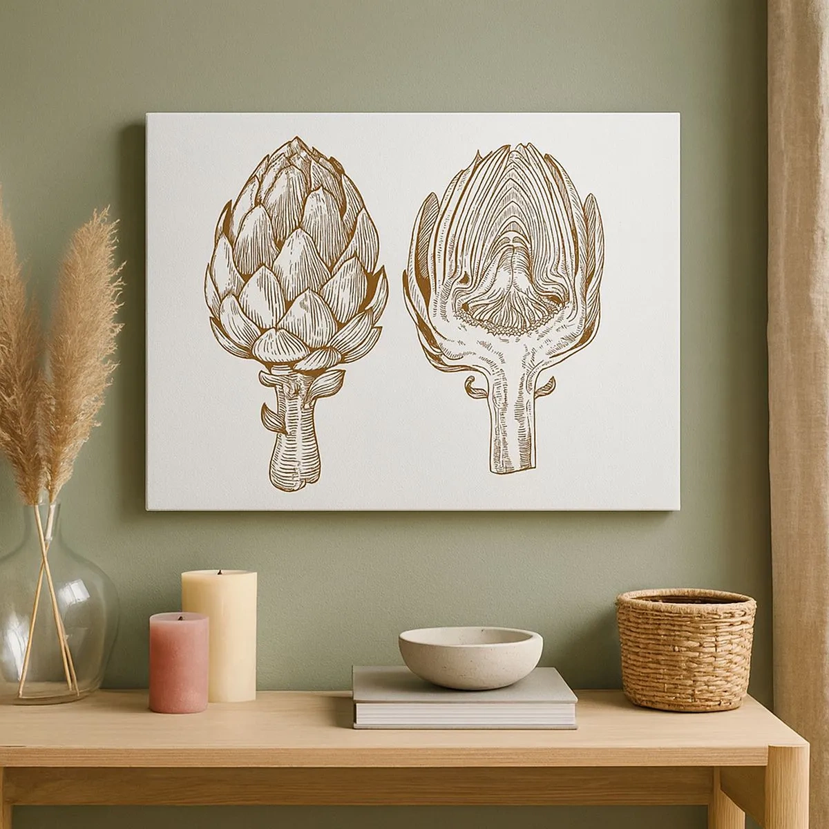 Impression sur toile - Image sur toile - Dessin d'art vintage d'un artichaut - 70x50cm - Leçon d’anatomie - Décoration murale moderne pour le salon et la chambre ARTTOR