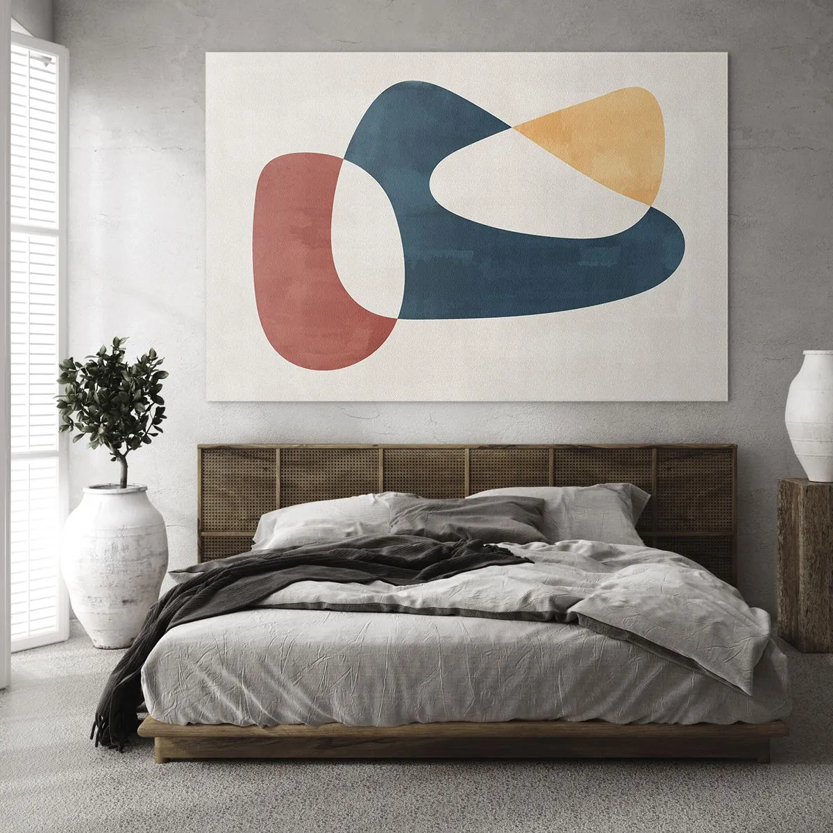 Impression sur verre - Image sur verre - Abstraction minimaliste dans les tons de rouge et de bleu marine - 70x50cm - Influences et métamorphoses - Décoration murale moderne pour le salon et la chambre ARTTOR