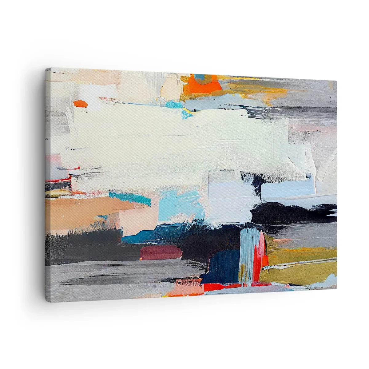 Impression sur toile - Image sur toile - Abstraction colorée avec des coups de pinceau dynamiques - 70x50cm - Y a-t-il une méthode ? - Décoration murale moderne pour le salon et la chambre ARTTOR