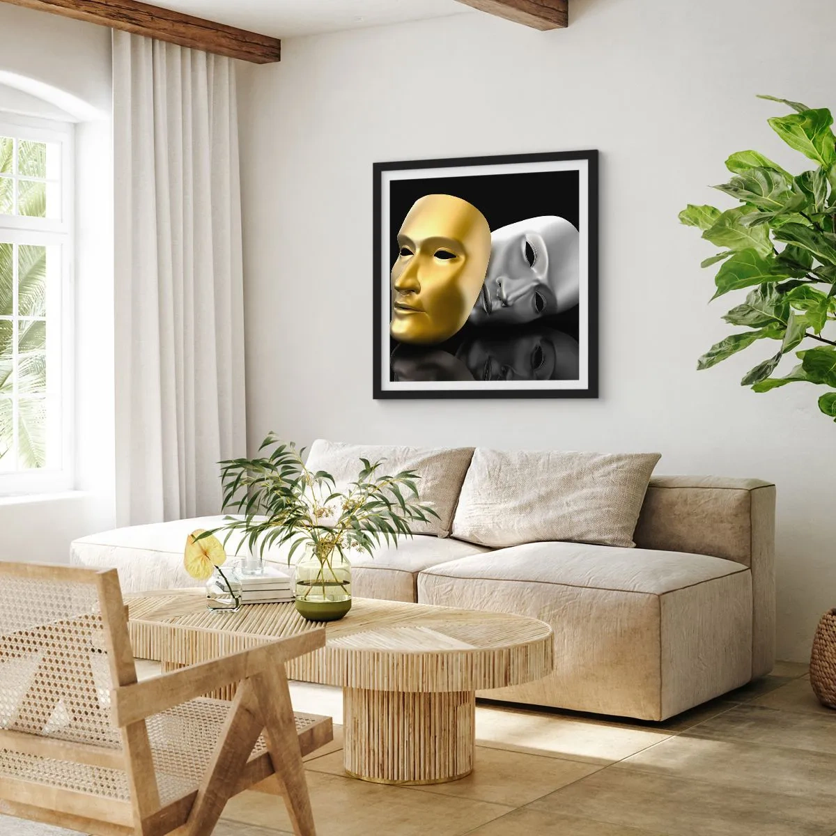 Affiche dans un cadre noir - Poster - La vie est un théâtre - 30x30 cm