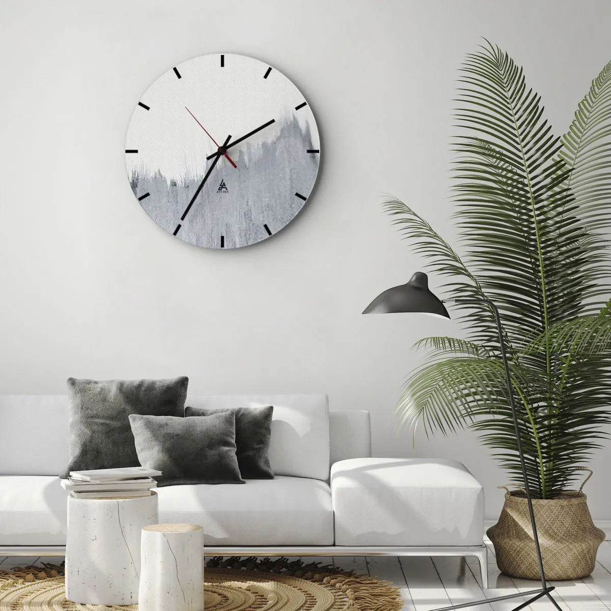 Horloge murale - Pendule murale - Abstraction grise avec des coups de pinceau verticaux - 30x30cm - Une esquisse mystérieuse - Décoration murale moderne pour le salon, la cuisine et la chambre ARTTOR