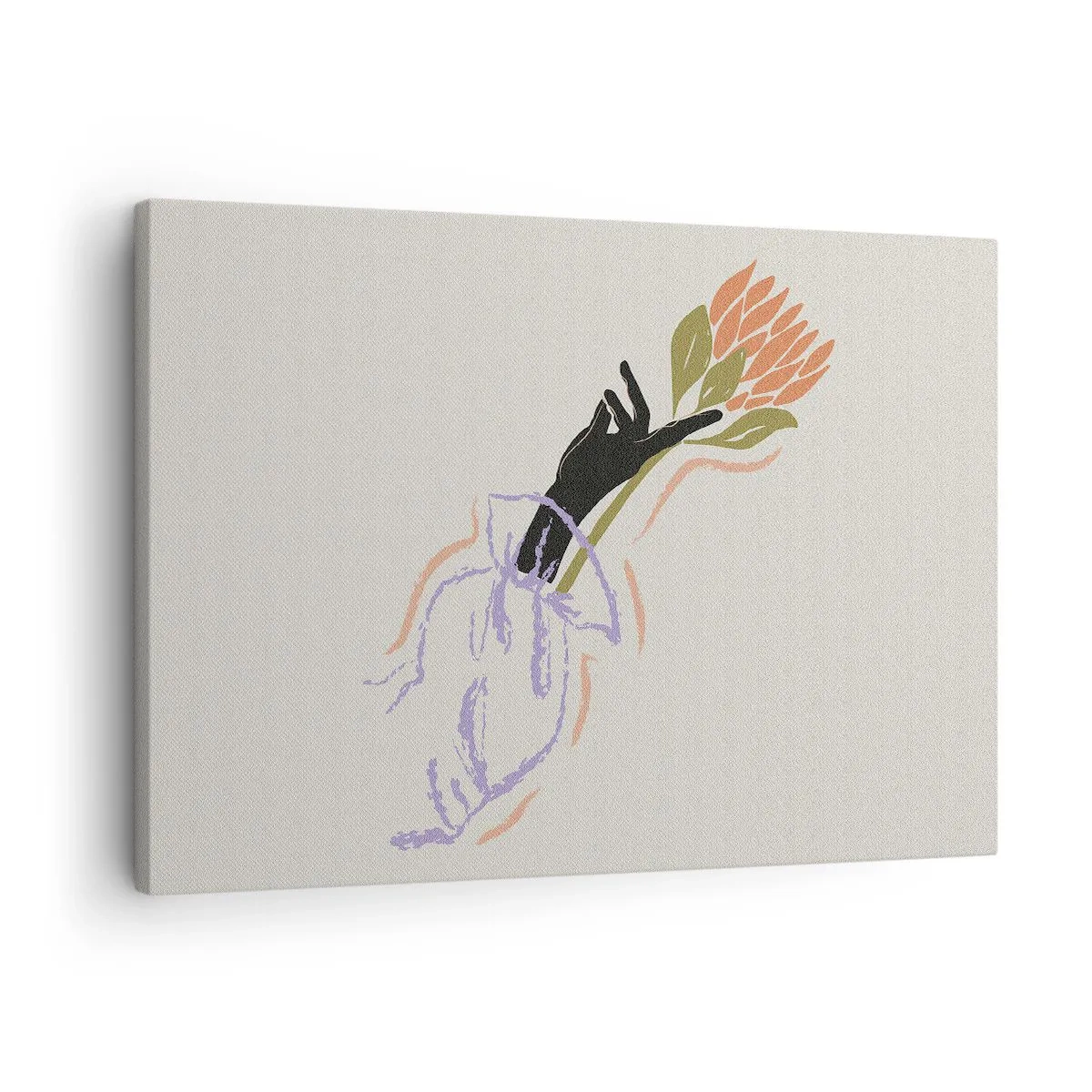 Impression sur toile - Image sur toile - Un bouquet de fleurs minimaliste au style délicat - 70x50cm - Touche fraternelle - Décoration murale moderne pour le salon et la chambre ARTTOR