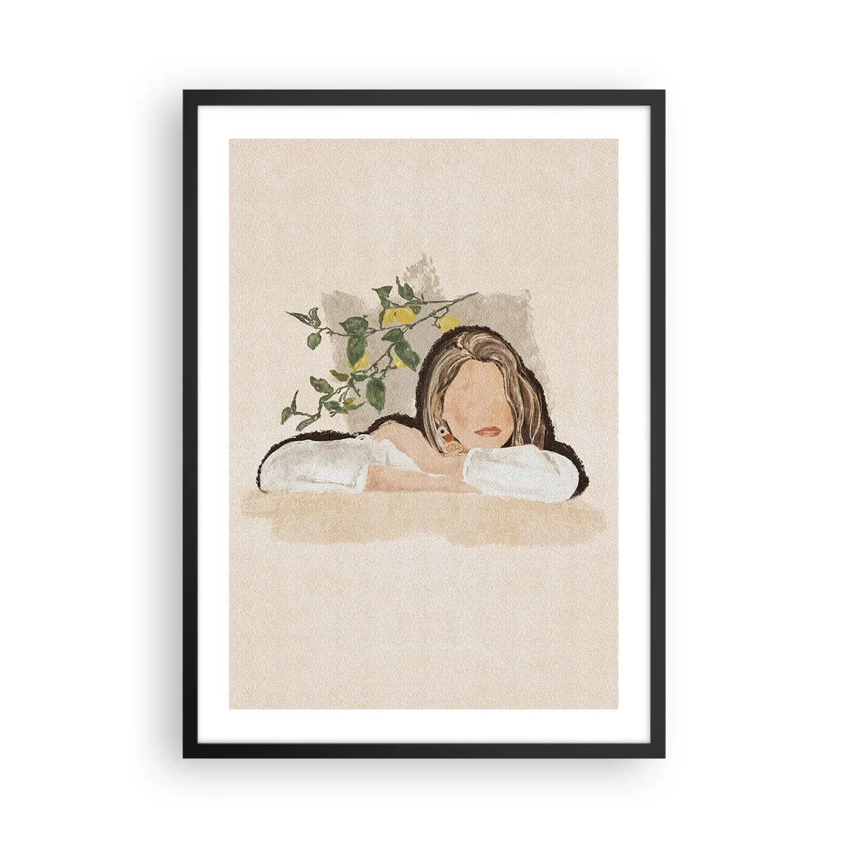 Affiche dans un cadre noir - Poster - Une figure pensive entourée par la nature - 50x70cm - La beauté du sud - Décoration murale moderne pour le salon et la chambre ARTTOR