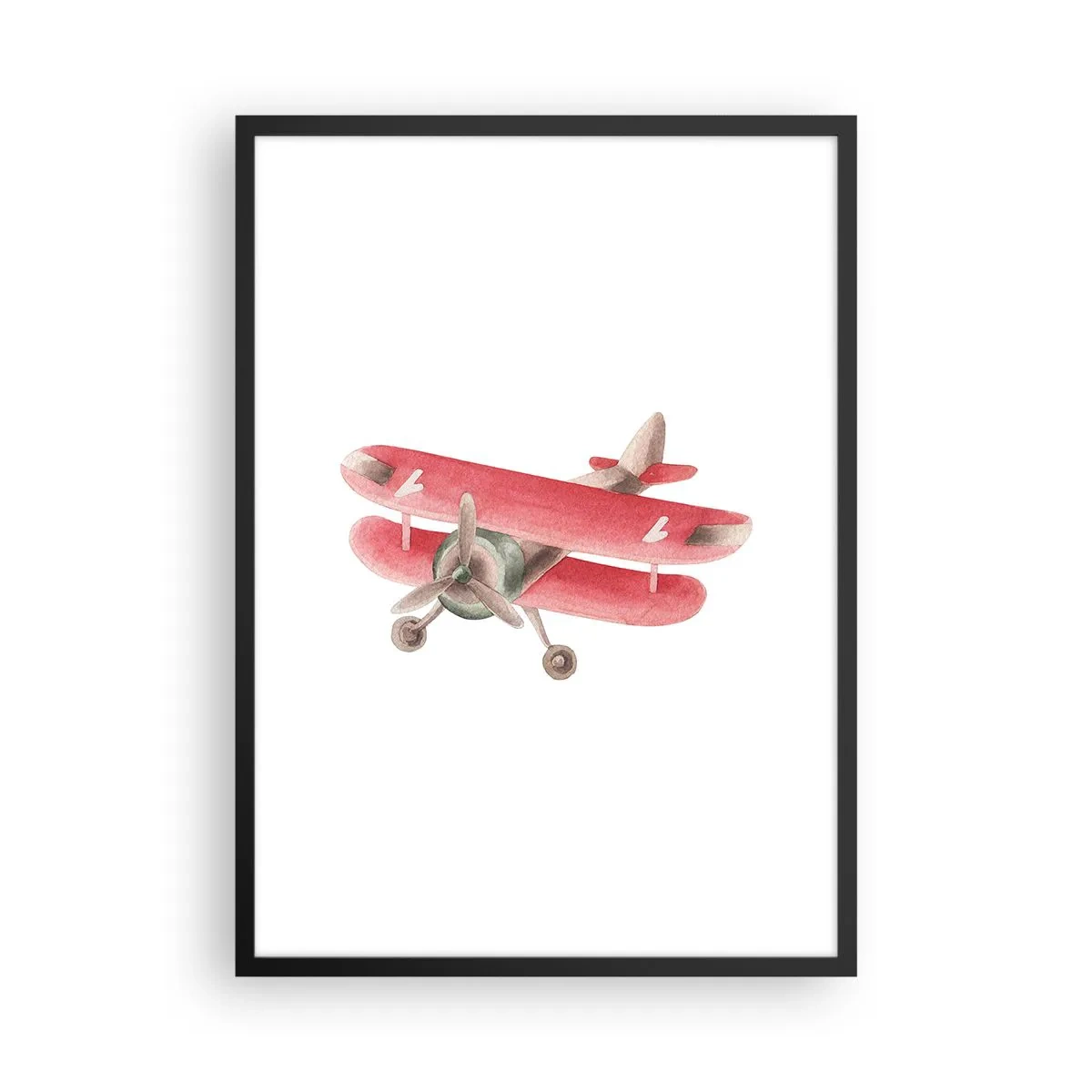 Affiche dans un cadre noir - Poster - Un charmant biplan rétro rouge - 50x70cm - Prêt pour les hauts vols - Décoration murale moderne pour le salon et la chambre ARTTOR