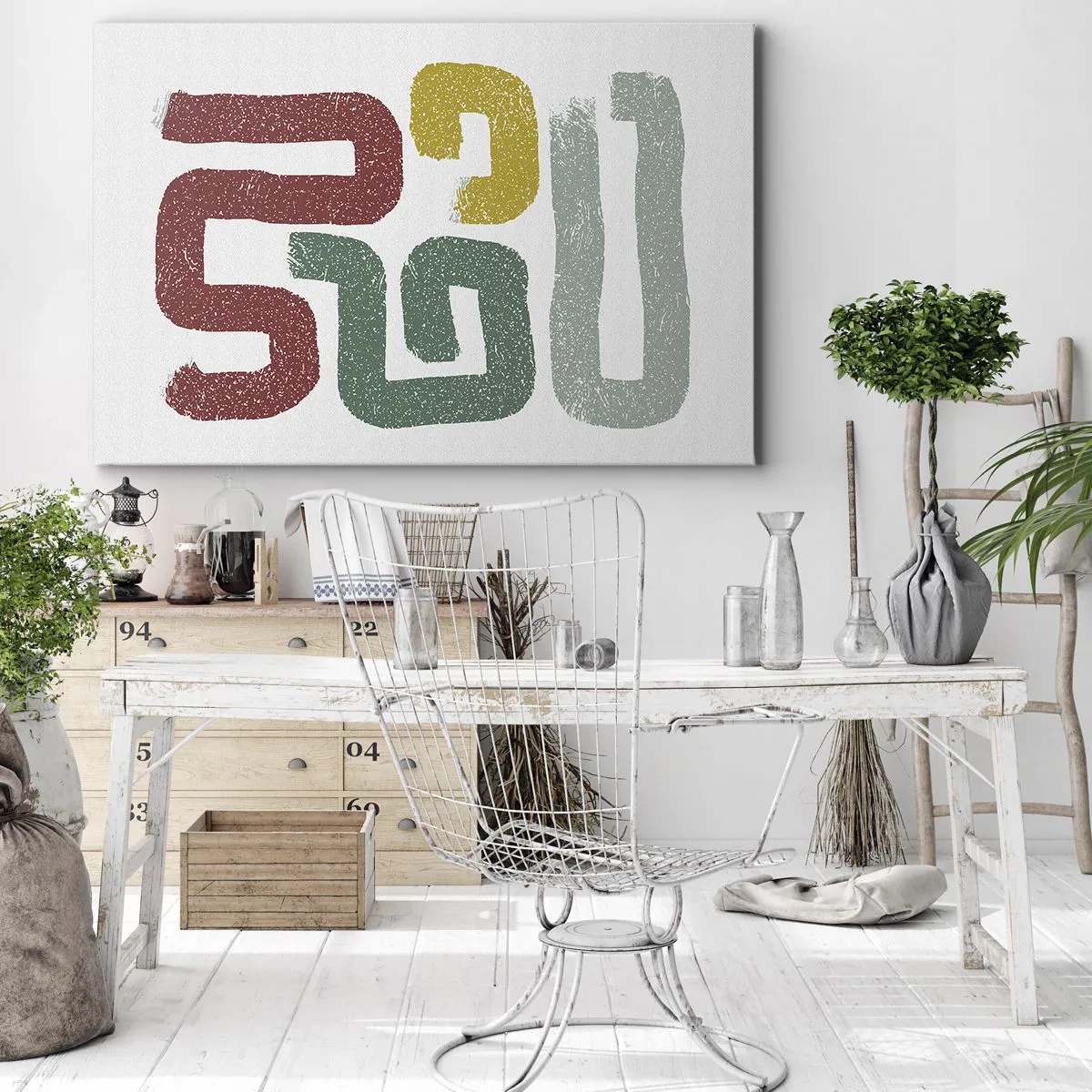 Impression sur toile - Image sur toile - Motifs géométriques colorés dans un style abstrait - 70x50cm - Dans une langue inconnue - Décoration murale moderne pour le salon et la chambre ARTTOR