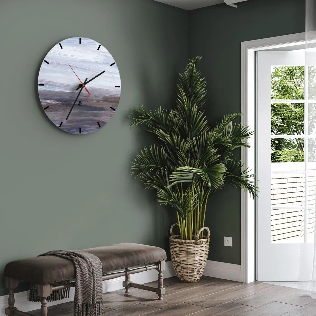 Horloge murale - Pendule murale - Une composition abstraite de coups de pinceau dans des tons de bleu. - 30x30cm - Éléments : eau - Décoration murale moderne pour le salon, la cuisine et la chambre ARTTOR