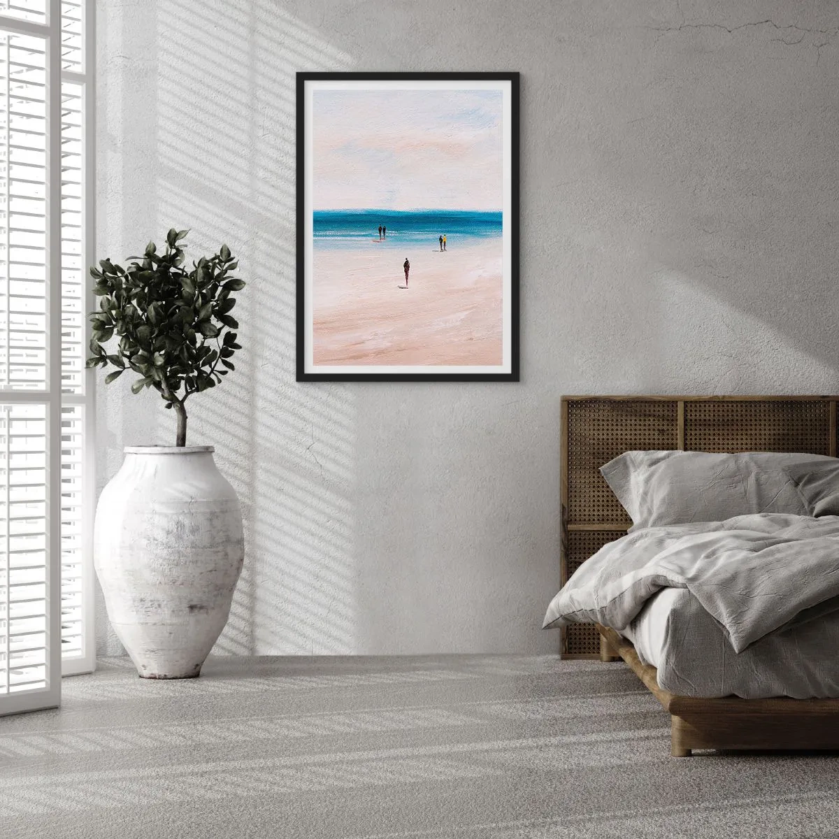 Affiche dans un cadre noir - Poster - Scène de plage minimaliste - 50x70cm - Un besoin naturel - Décoration murale moderne pour le salon et la chambre ARTTOR