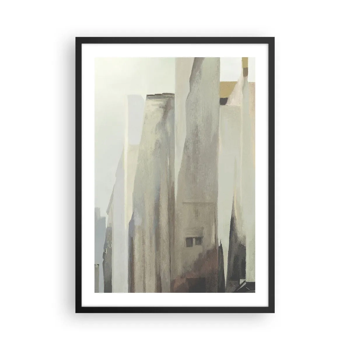 Affiche dans un cadre noir - Poster - Architecture abstraite aux couleurs sobres - 50x70cm - Rêve de la ville - Décoration murale moderne pour le salon et la chambre ARTTOR