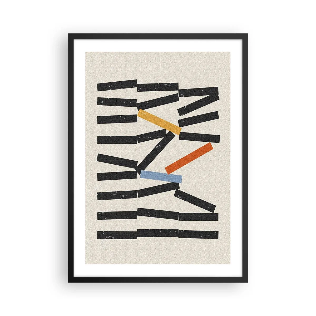 Affiche dans un cadre noir - Poster - Composition géométrique abstraite aux accents colorés - 50x70cm - Dominos – composition - Décoration murale moderne pour le salon et la chambre ARTTOR