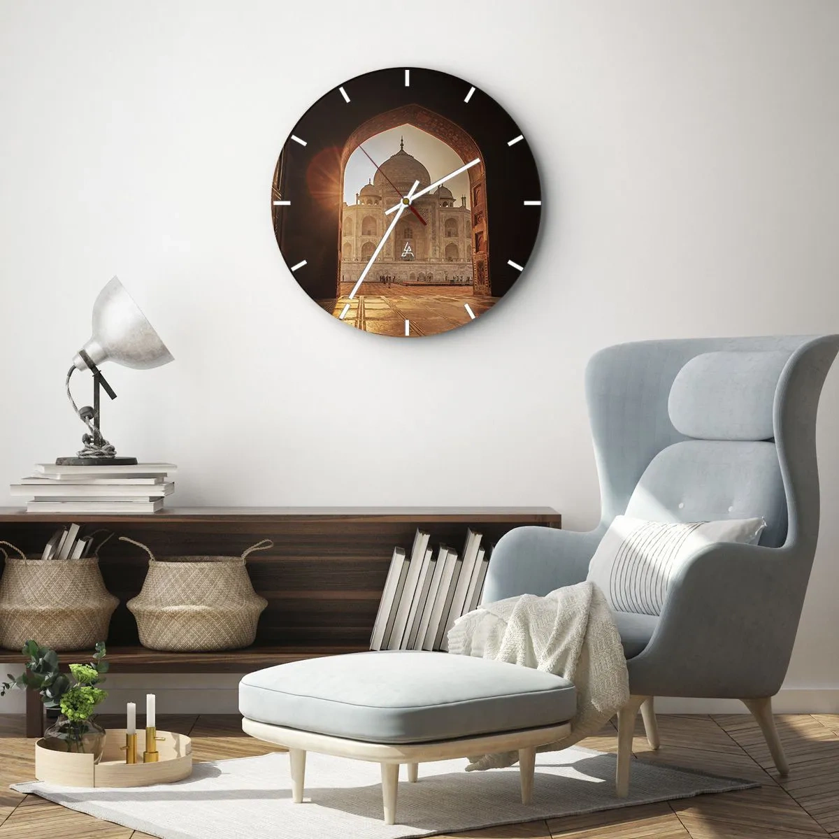 Horloge murale - Pendule murale - Un bâtiment historique sous la lumière du soleil vu à travers une arche - 30x30cm - Un monument à l'amour surnaturel - Décoration murale moderne pour le salon, la cuisine et la chambre ARTTOR