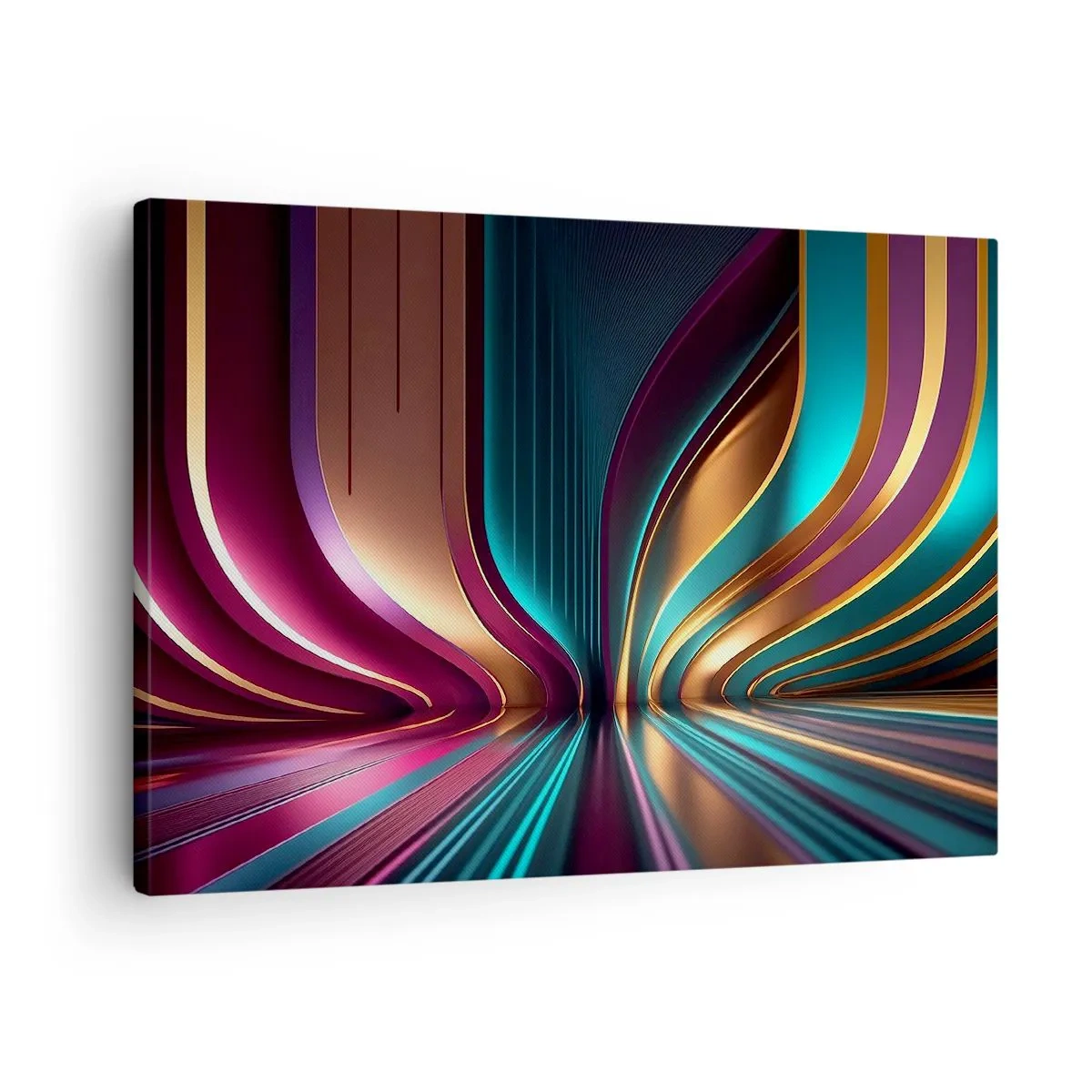 Impression sur toile - Image sur toile - Abstraction futuriste aux couleurs et courbes intenses - 70x50cm - Architektura światła - Décoration murale moderne pour le salon et la chambre ARTTOR