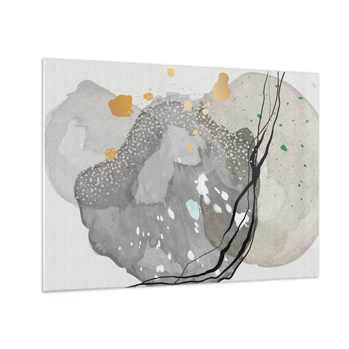 Impression sur verre - Image sur verre - Formes organiques et taches aux couleurs douces avec détails - 70x50cm - Composition organique - Décoration murale moderne pour le salon et la chambre ARTTOR
