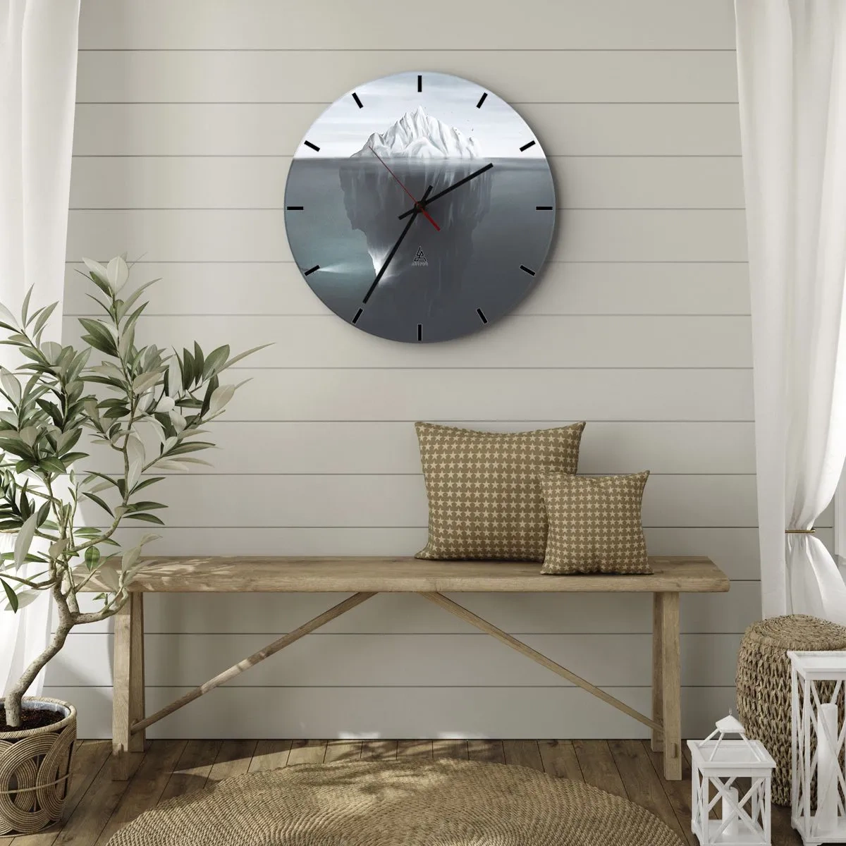Horloge murale - Pendule murale - Un iceberg avec une partie sous-marine visible dans des tons froids - 30x30cm - Mystère sous-marin - Décoration murale moderne pour le salon, la cuisine et la chambre ARTTOR