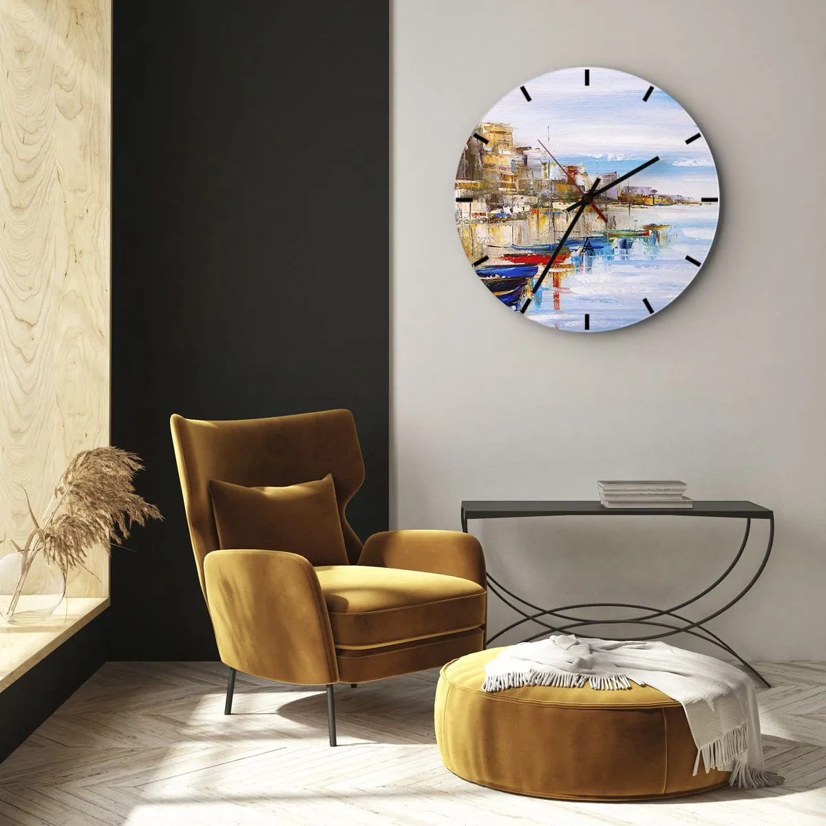 Horloge murale - Pendule murale - Un havre urbain coloré au style impressionniste - 30x30cm - Un havre urbain multicolore - Décoration murale moderne pour le salon, la cuisine et la chambre ARTTOR