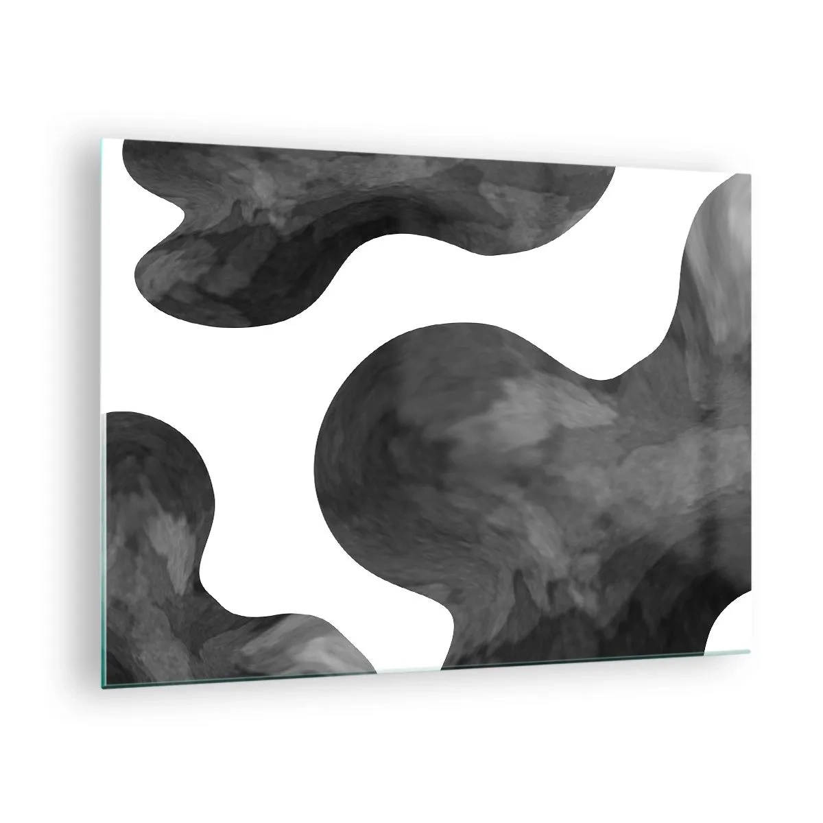 Impression sur verre - Image sur verre - Formes abstraites dans des tons noir et blanc - 70x50cm - La route du lait - Décoration murale moderne pour le salon et la chambre ARTTOR