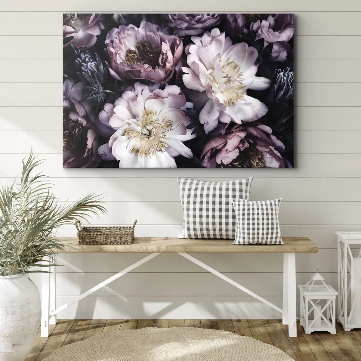 Impression sur toile - Image sur toile - Fleurs aux tons pastel délicats - 70x50cm - Bouquet à l'ancienne - Décoration murale moderne pour le salon et la chambre ARTTOR