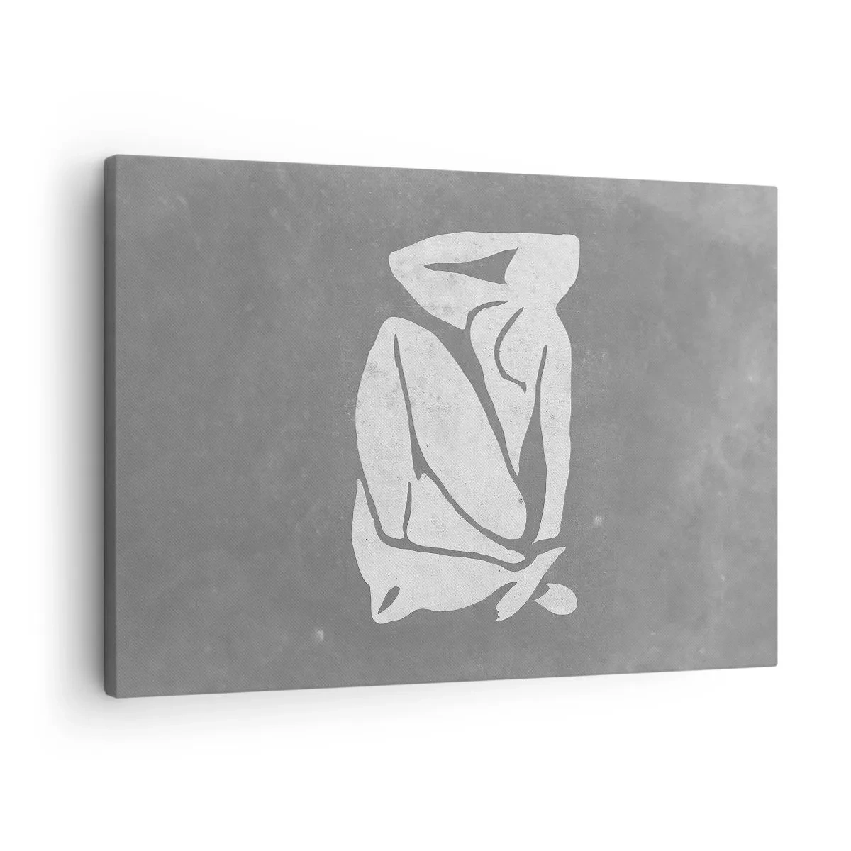 Impression sur toile - Image sur toile - Un dessin de silhouette minimaliste sur fond gris - 70x50cm - En pensée - Décoration murale moderne pour le salon et la chambre ARTTOR